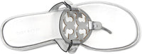 Tory Burch Women's Miller Metallic Leather 25mm Wedge Sandal, Silver