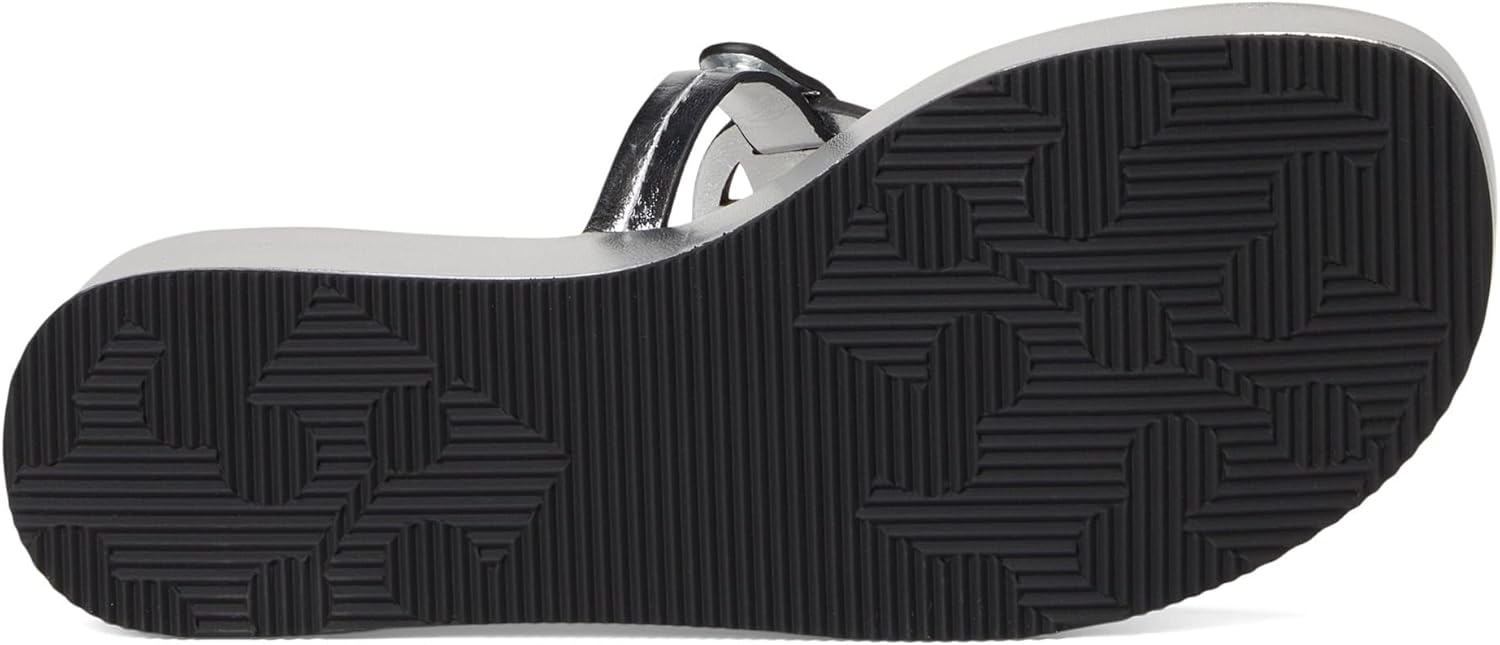 Tory Burch Women's Miller Metallic Leather 25mm Wedge Sandal, Silver