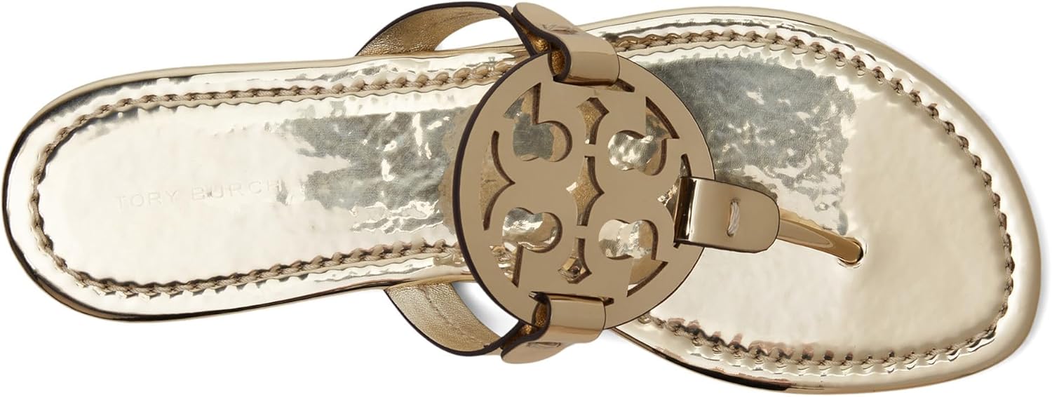 Tory Burch Women's Miller Mirrored Metallic Sandal, Gold