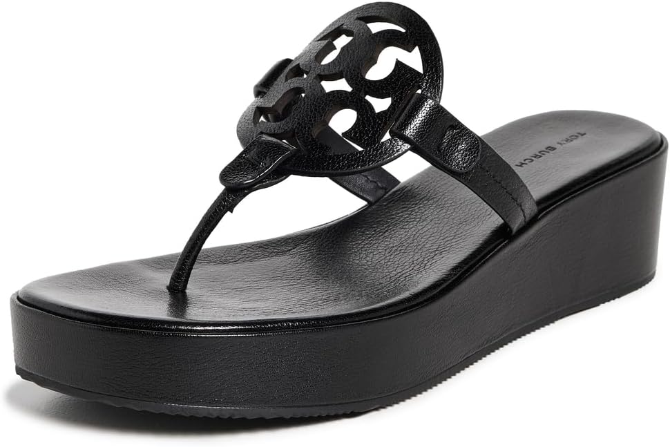 Tory Burch Women's Miller Wedge Sandals 25mm, Perfect Black Perfect Black