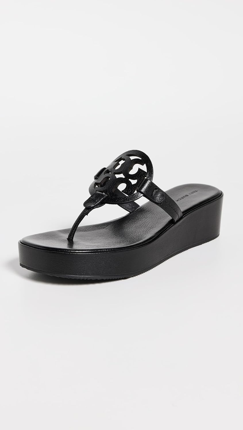 Tory Burch Women's Miller Wedge Sandals 25mm, Perfect Black