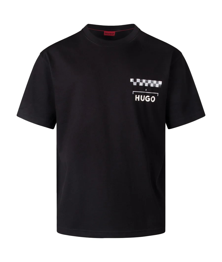 Hugo Men's Drallie Race Car Print Short Sleeve T-Shirt, Black Black
