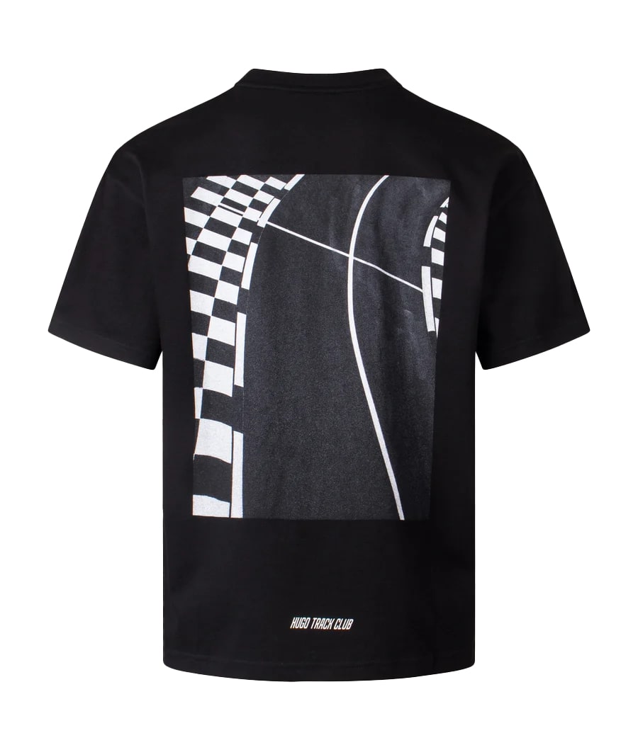 Hugo Men's Drallie Race Car Print Short Sleeve T-Shirt, Black