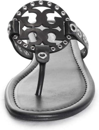 Tory Burch Women's Miller Eyelet Sandal, Black/Silver