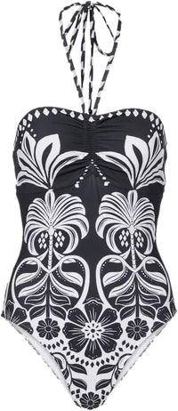 Farm Rio Women's One-Piece Swimsuit, Flower Leopards Off-White Flower Leopards Off-White