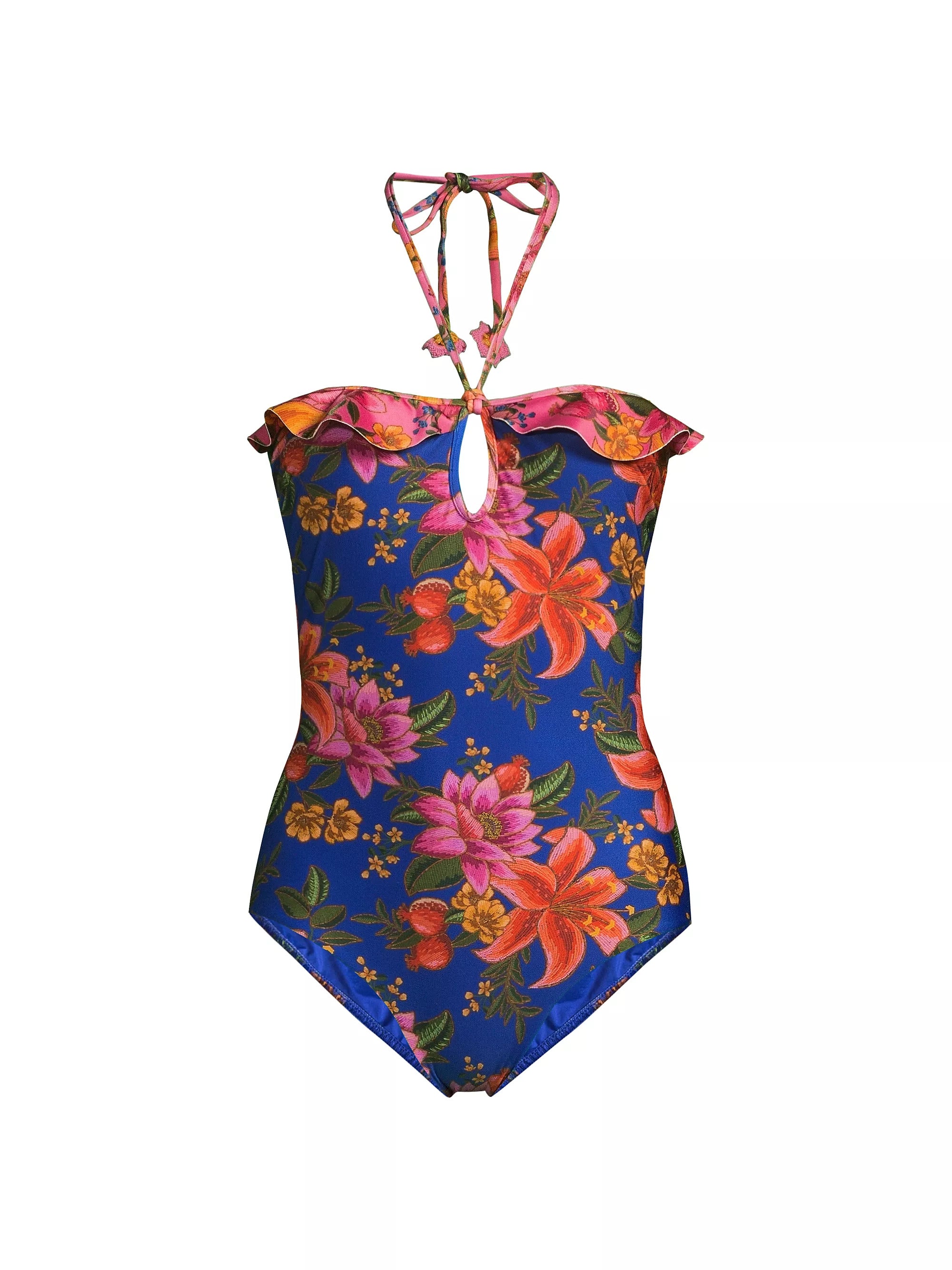 Farm Rio Women's One-Piece Swimsuit, Summer Fruit Blue