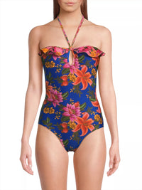 Farm Rio Women's One-Piece Swimsuit, Summer Fruit Blue