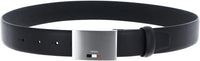 Hugo Boss Men's Storm Icon Plaque Buckle Belt, Black Black