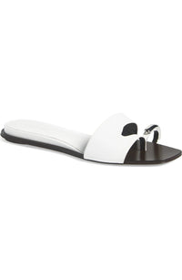Tory Burch Women's Nappa Leather Pierced Slide, Bianco/Silver Bianco Silver
