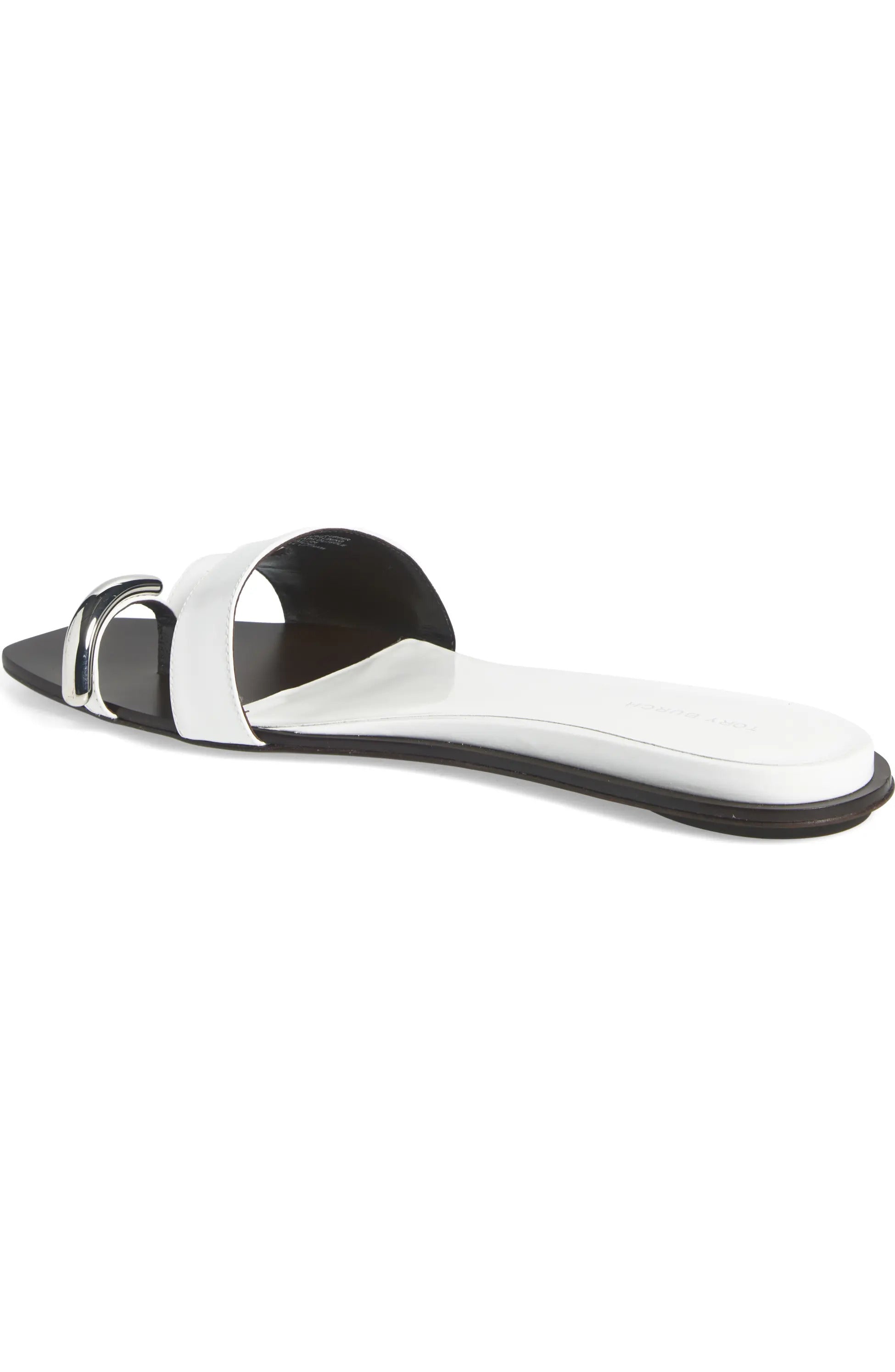Tory Burch Women's Nappa Leather Pierced Slide, Bianco/Silver