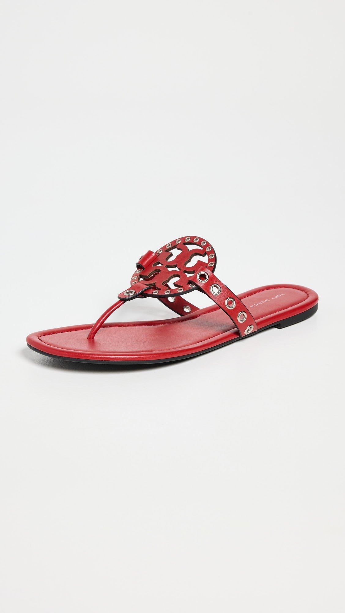 Tory Burch Women's Miller Eyelet Sandal, Tory Red/Silver Tory Red Silver