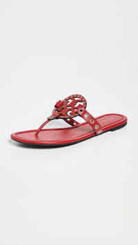 Tory Burch Women's Miller Eyelet Sandal, Tory Red/Silver Tory Red Silver