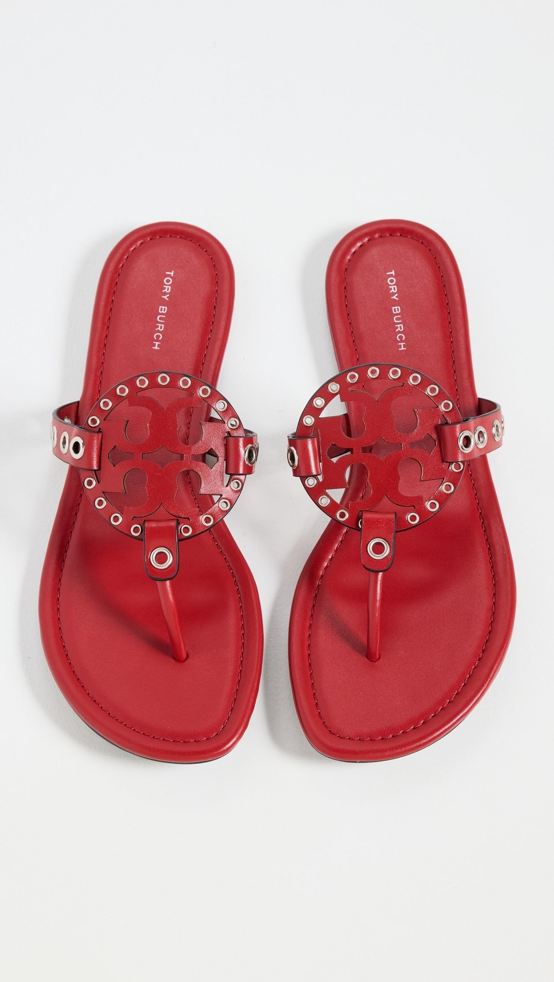 Tory Burch Women's Miller Eyelet Sandal, Tory Red/Silver