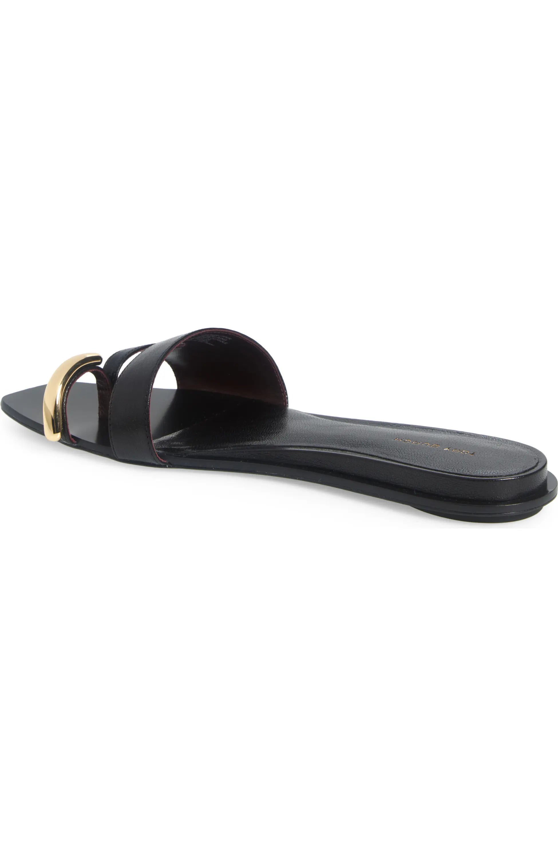Tory Burch Women's Nappa Leather Pierced Slides, Perfect Black/Gold