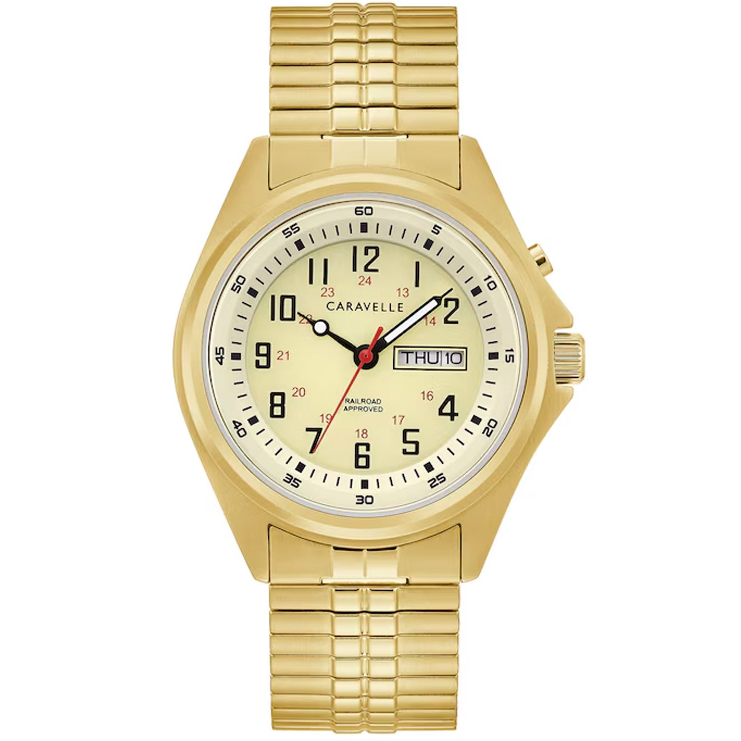 Caravelle Men's Traditional Gold Dial Watch - 44C112