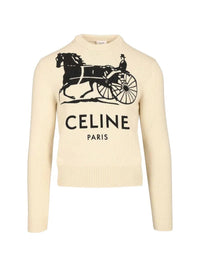 Celine Men Slim-Fit Logo-Intarsia Cashmere Sweater