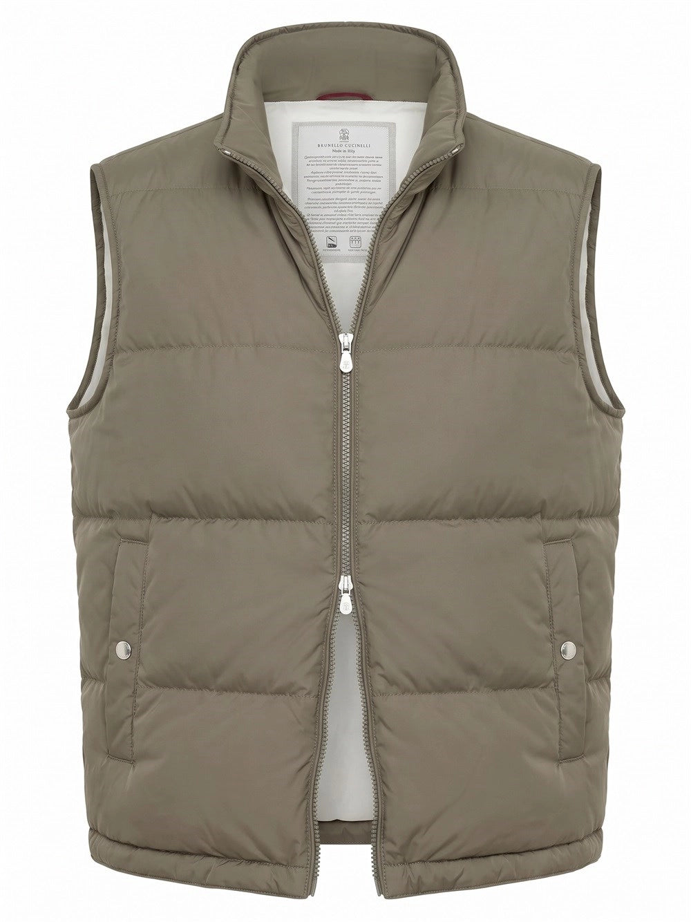 Brunello Cucinelli Men Lightweight Techno Down Vest With Packable Hood
