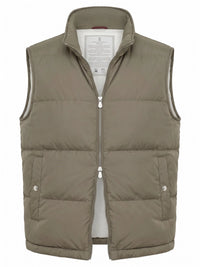 Brunello Cucinelli Men Lightweight Techno Down Vest With Packable Hood
