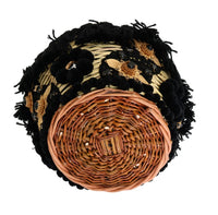Dolce & Gabbana Beige Straw Snakeskin Pom Pom Crystal AGNESE Women's Bag