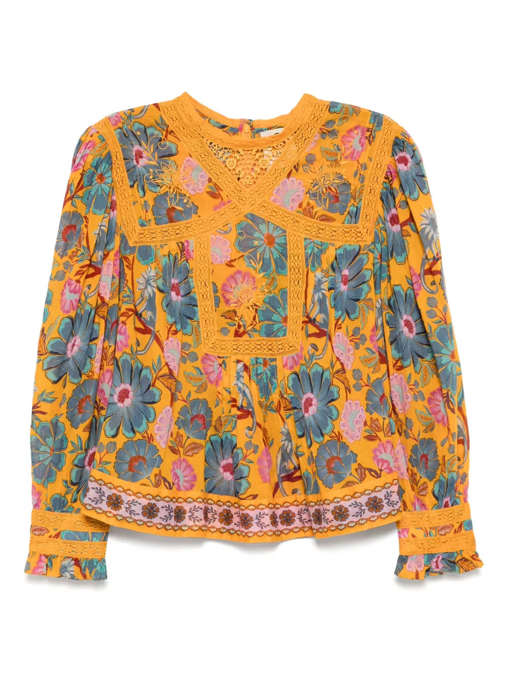 Farm Rio Women's Short Sleeve Collar Blouse, Mica Yellow