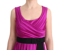 Dolce & Gabbana Pink Silk Stretch Shift Long Women's Dress