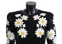 Dolce & Gabbana Black Floral Lace Chamomile Sicily Women's Dress
