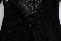 Dolce & Gabbana Black Floral Lace Chamomile Sicily Women's Dress