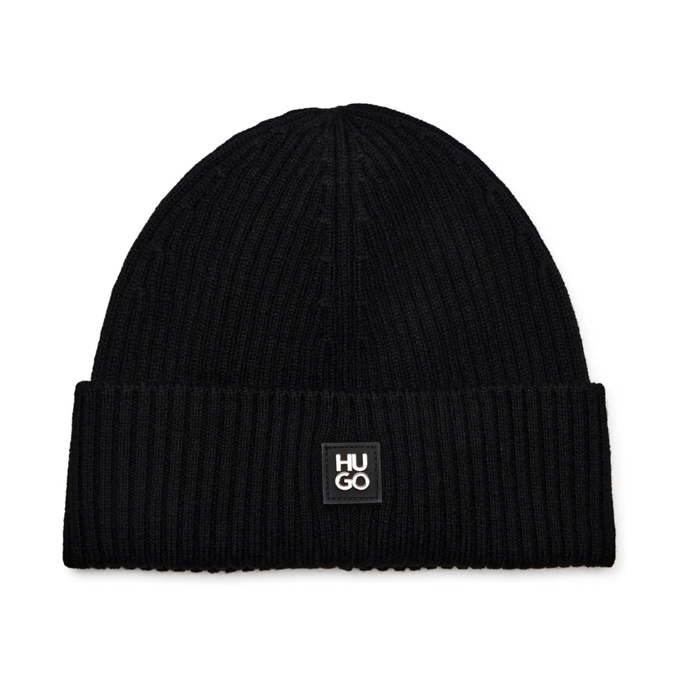 Hugo Men's Xola Patch Logo Wool Beanie, Black