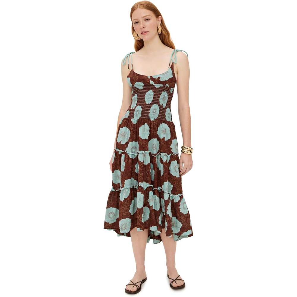 Free People Women's Adriel Sleeveless Midi Dress, Nutmeg Combo