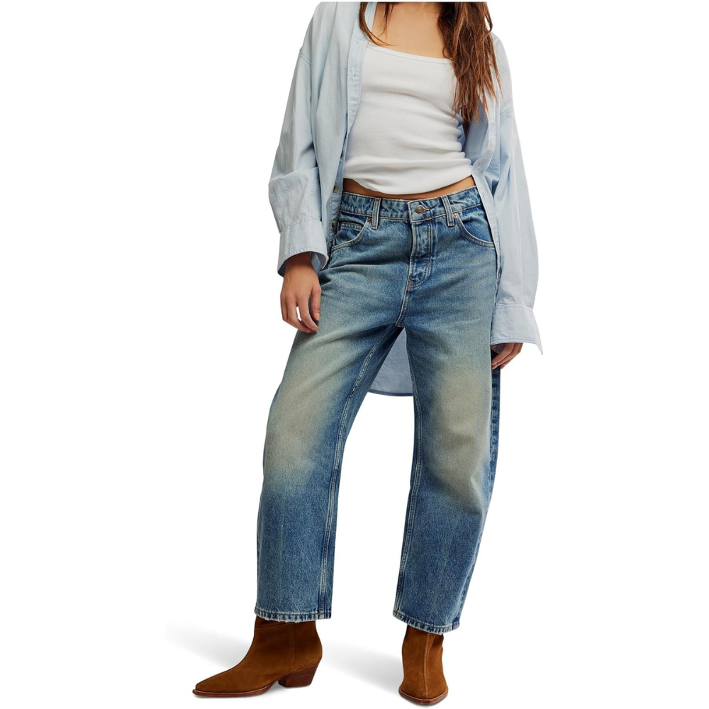 Free People Women's Deep Trance Dropped Boyfriend Jean, Bleached Out