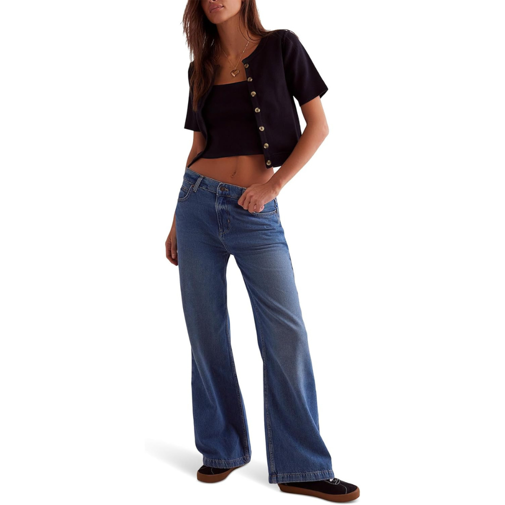 Free People Women's Stride Jeans, Walk Away