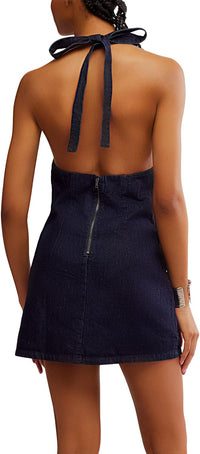 Free People Women's Trevi Denim Mini Dress, Rinse