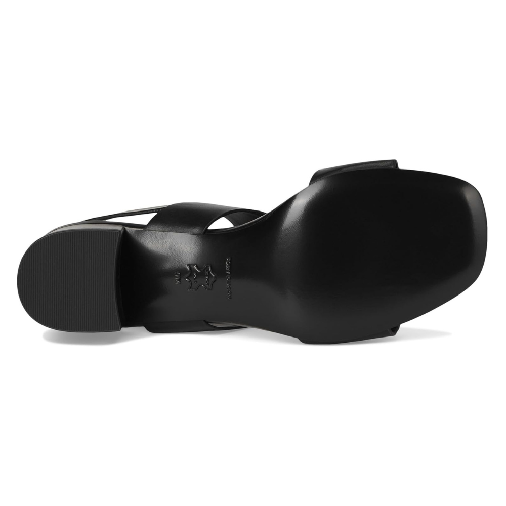 Tory Burch Women's T Lock Heel Vachetta Leather Sandal, Perfect Black