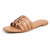 Tory Burch Women's INES Leather Cage Slides, Camello/Camello
