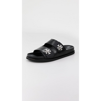 Tory Burch Women's T Lock Leather Sport Slides, Perfect Black