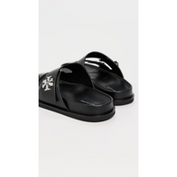 Tory Burch Women's T Lock Leather Sport Slides, Perfect Black