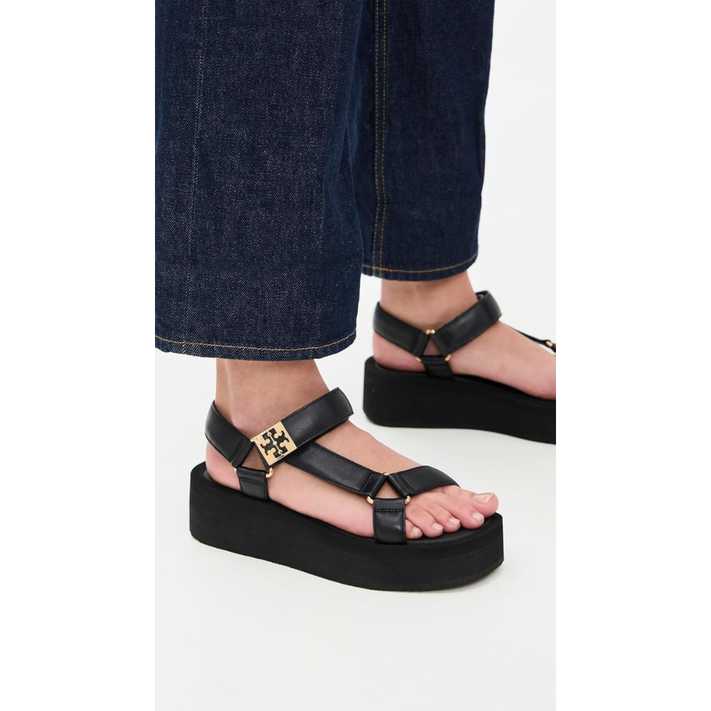 Tory Burch Women's Mellow Leather Platform Sandals, Perfect Black
