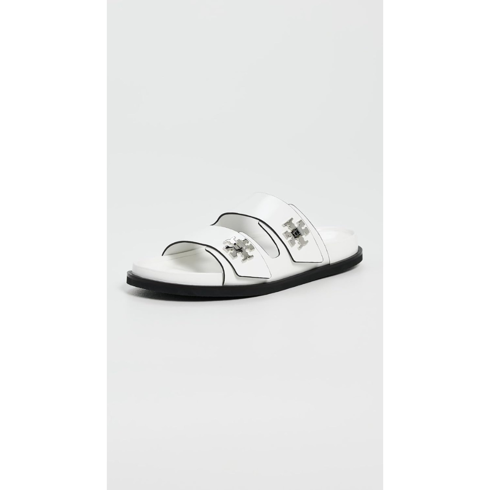 Tory Burch Women's T Lock Box Leather Sport Slides, Cloud