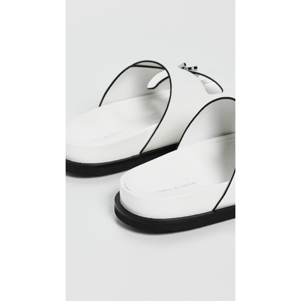 Tory Burch Women's T Lock Box Leather Sport Slides, Cloud