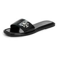 Tory Burch Women's T Lock Box Leather Slides, Perfect Black