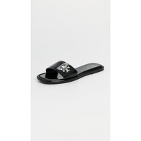Tory Burch Women's T Lock Box Leather Slides, Perfect Black