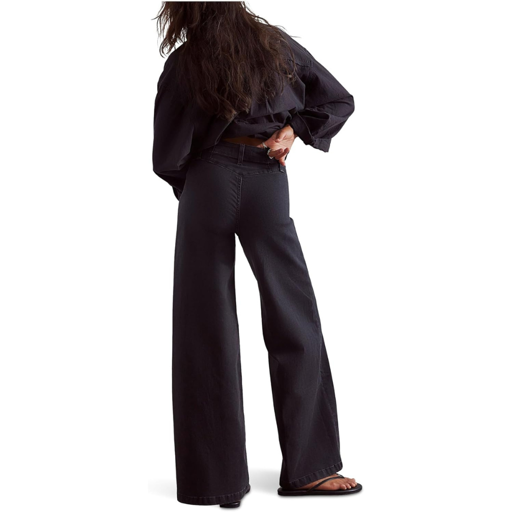 Free People Women's Libre Wide-Leg Jeans, Caf� Noir