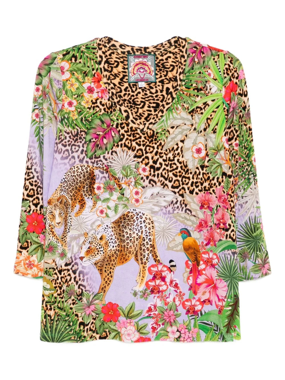 Johnny Was Women's The Janie Favorite 3/4 Sleeve V-Neck Swing Tee, Bellina