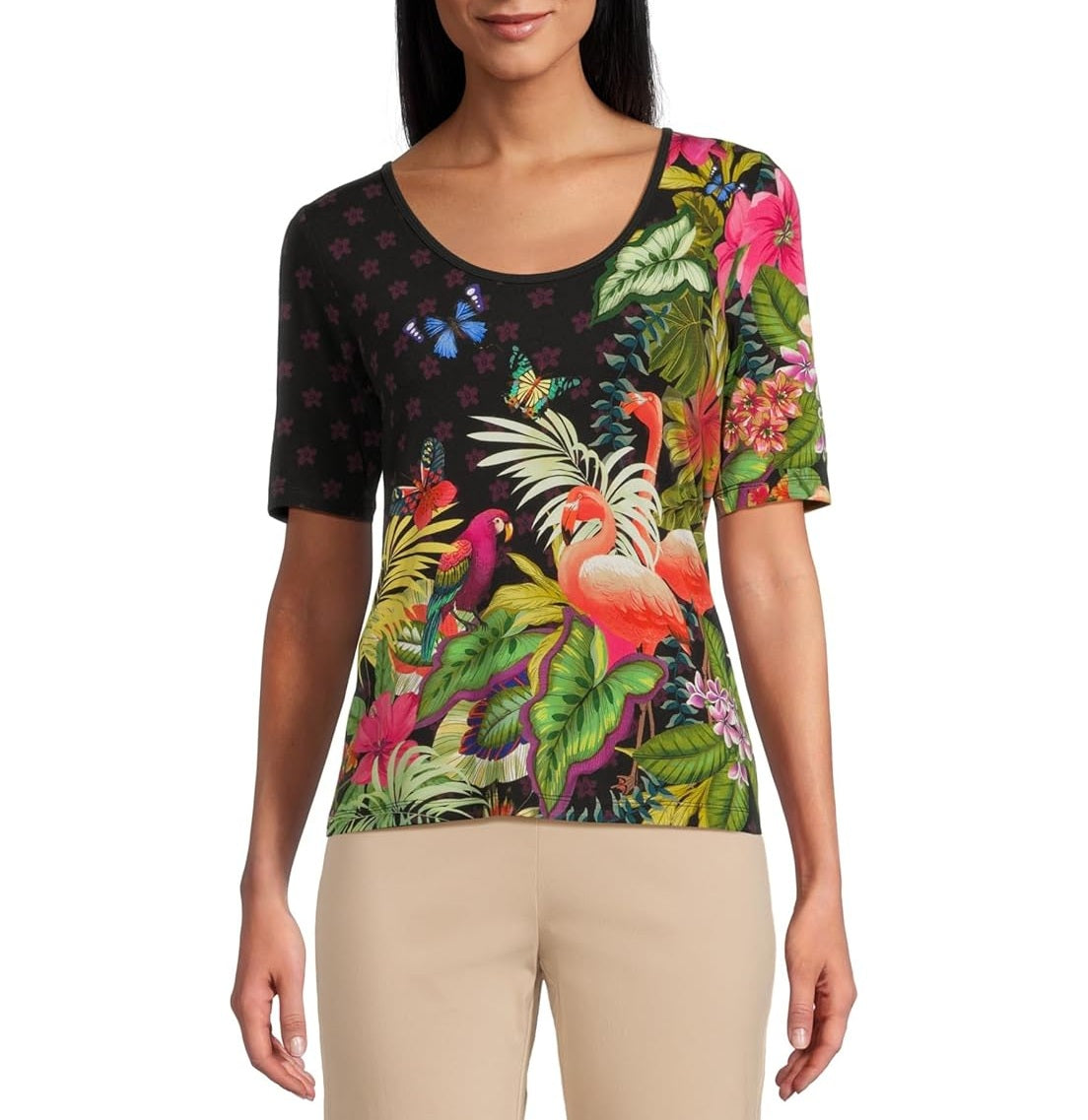 Johnny Was Women's The Janie Favorite Scoop Neck Fitted Tee, Amorina