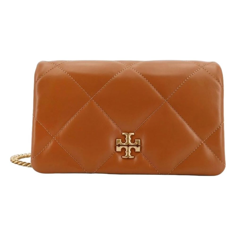 Tory Burch Women's Kira Diamond Quilt Chain Wallet, Classic Chestnut