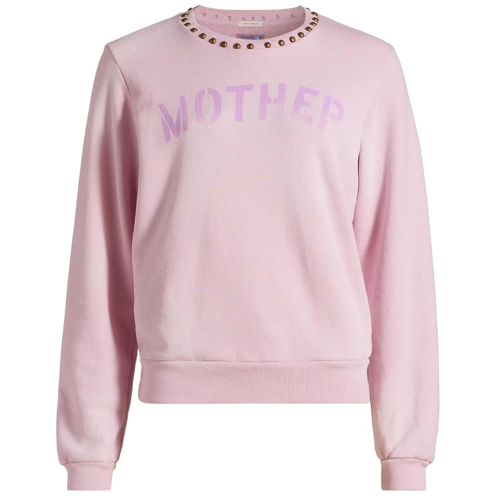 MOTHER Women's The Camper Pale Orchid Pullover Sweater, Mother Stud