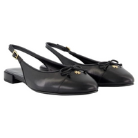 Tory Burch Women's Cap-Toe Slingback Leather Ballet Sandals, Perfect Black