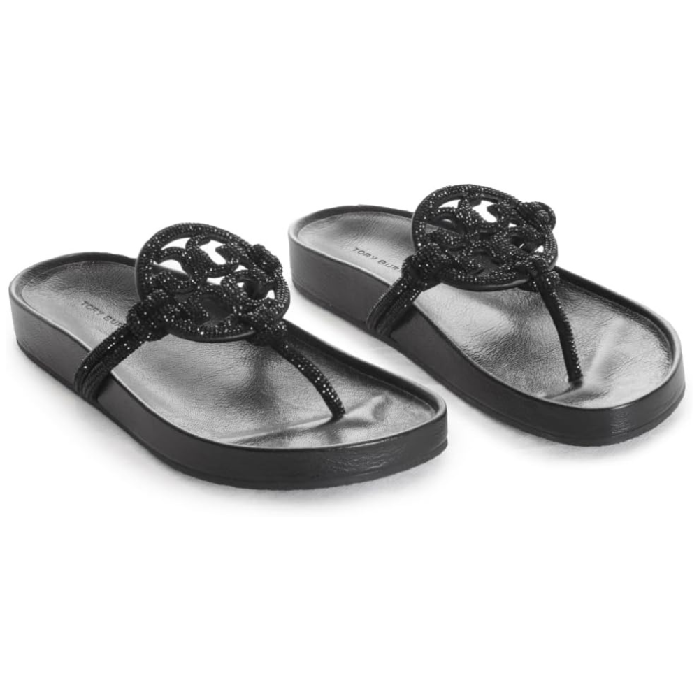 Tory Burch Women's Miller Cloud Knotted Pave Sandals, Perfect Black