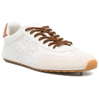 Tory Burch Women's Tumbled Leather Field Sneaker, Blanc/White Mocha/Gingerbread Brown