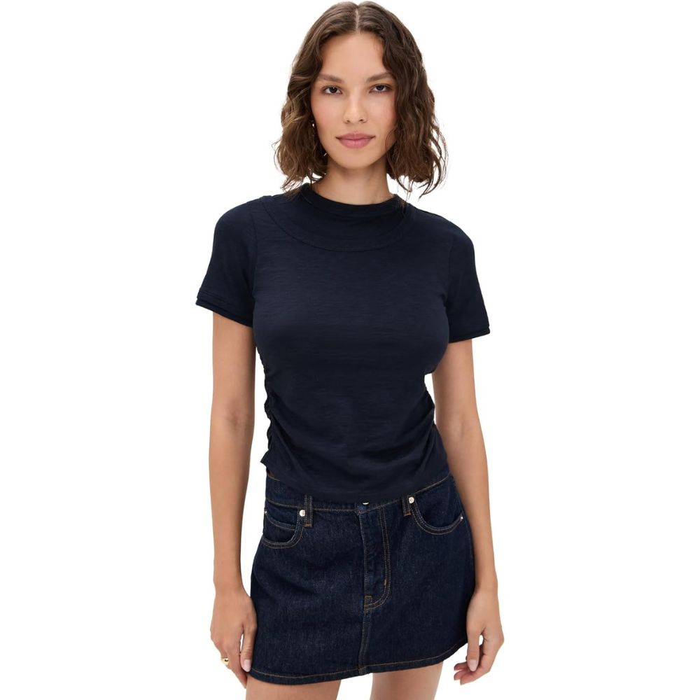 Veronica Beard Women's Damian Short Sleeve Top, Navy